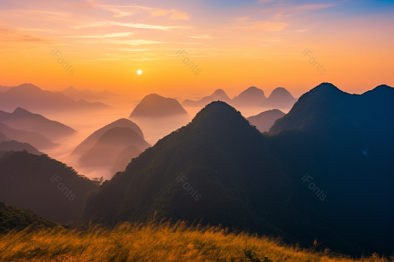 壮丽贵州安顺关岭日出,高清,摄影图,摄影图片,图片大全,摄影图免费下载